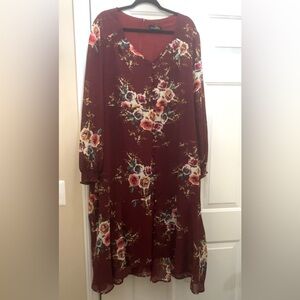 Suzanne Betro Floral Burgundy Dress